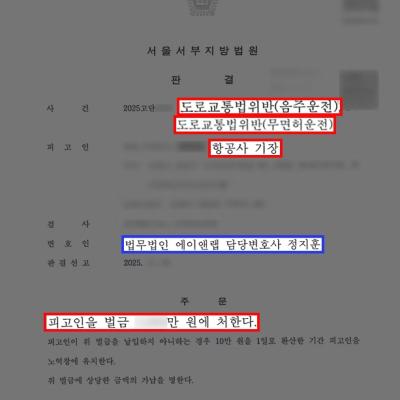 음주운전 3회·무면허 적발된 항공사 기장, 실형 위기 넘기고 벌금형으로 퇴직까지 방어한 사례